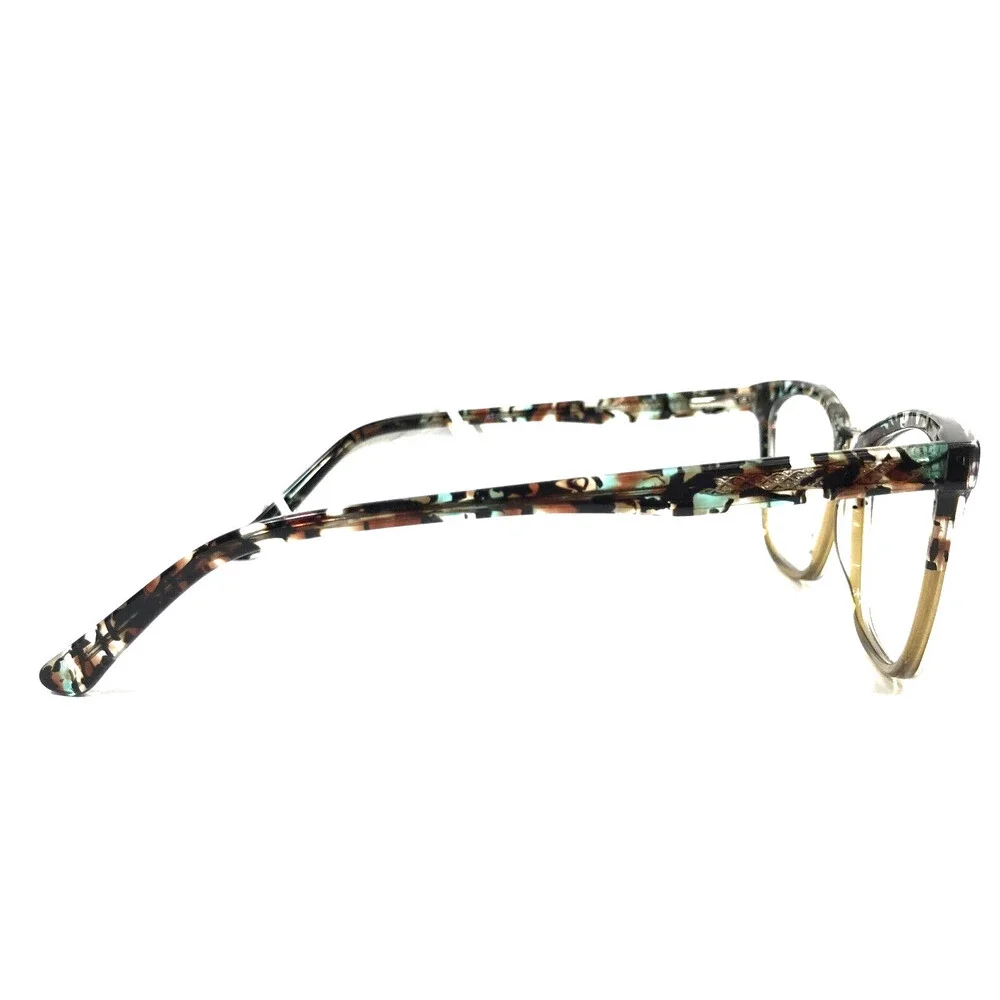Adin Thomas Eyeglasses Frames AT-580 C3 Hazel Brown Marble Cat Eye 52-17-140